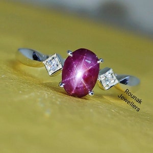 Dainty Star Ruby Ring, CZ Ring, Promise Ring, 925 Silver Ring, Vintage Star Ruby Ring, July Birthstone Ring, Anniversary Gift, Women Gift.