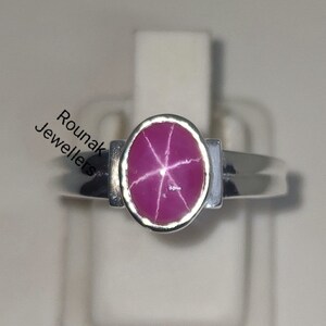 Star Pink Sapphire Ring, Minimalist Ring, 925 Sterling Silver, Dainty Star Ring, Lab Star Sapphire Ring, Stackable Ring, Women Gifts Her.