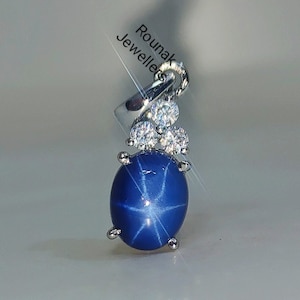 Vintage Blauer Stern Saphir Anhänger, Minimalist Anhänger, 925 Sterling Silber, Lindy Blauer Stern Anhänger, Cubic Zirconia Anhänger, Geschenk für sie.