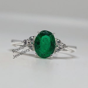 Bague émeraude vintage, bague à empiler, bague émeraude de laboratoire, bague en argent 925, bague de promesse, bague d'anniversaire, bague personnalisée, cadeau femme