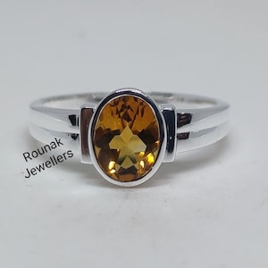 Natural Citrine Ring: Minimalist 925 Sterling Silver, November Birthstone
