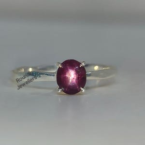 Oval Star Ruby Ring: 925 Sterling Silver Birthstone Promise Ring