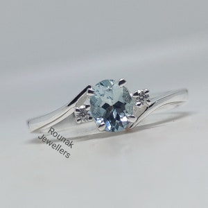 Vintage Aquamarine Ring: 925 Sterling Silver, Cubic Zirconia Accents