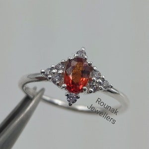 Natural Orange Sapphire Ring, Engagement Ring, 925 Silver Ring, Orange Sapphire Ring, Minimalist Ring, Anniversary Gift, Women Ring