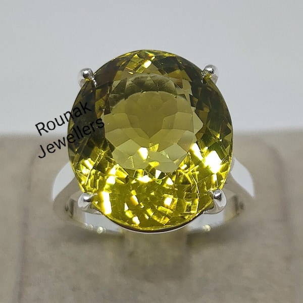 Bague ovale de topaze citron, bague de pierre précieuse naturelle, argent sterling 925, bague de topaze citron 18.45ct, bague de déclaration, bague de pierre de naissance, cadeau pour elle