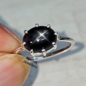 Natural Black Star Ring, Solitaire Ring, Minimalist Ring, Sterling Silver Black Star Ring, Statement Ring, Women Ring, Gift for Her.