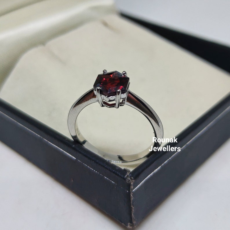 Dainty Garnet Ring, Minimalist Ring, Promise Ring, 925 Sterling Silver, Natural Garnet Ring, Birthstone Ring, Solitaire Ring, Gift For Her image 8