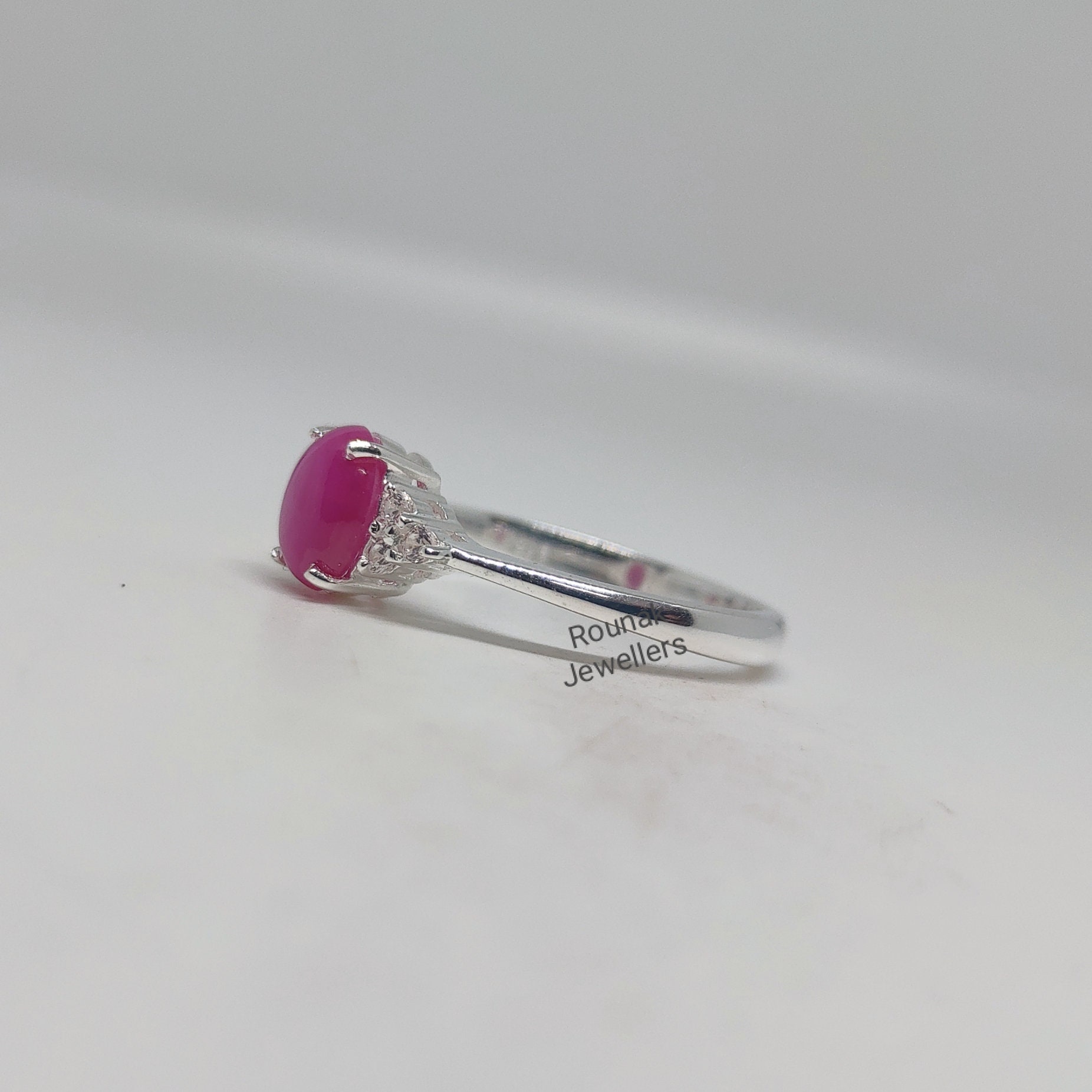 店内商品がすべてレジにて半額！！ Pink Oval Ring, Sapphire Star Pink Vintage Star 925 Ring, 帽子