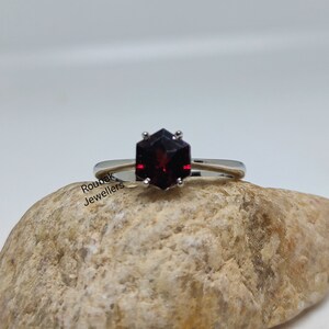 Dainty Garnet Ring, Minimalist Ring, Promise Ring, 925 Sterling Silver, Natural Garnet Ring, Birthstone Ring, Solitaire Ring, Gift For Her image 3