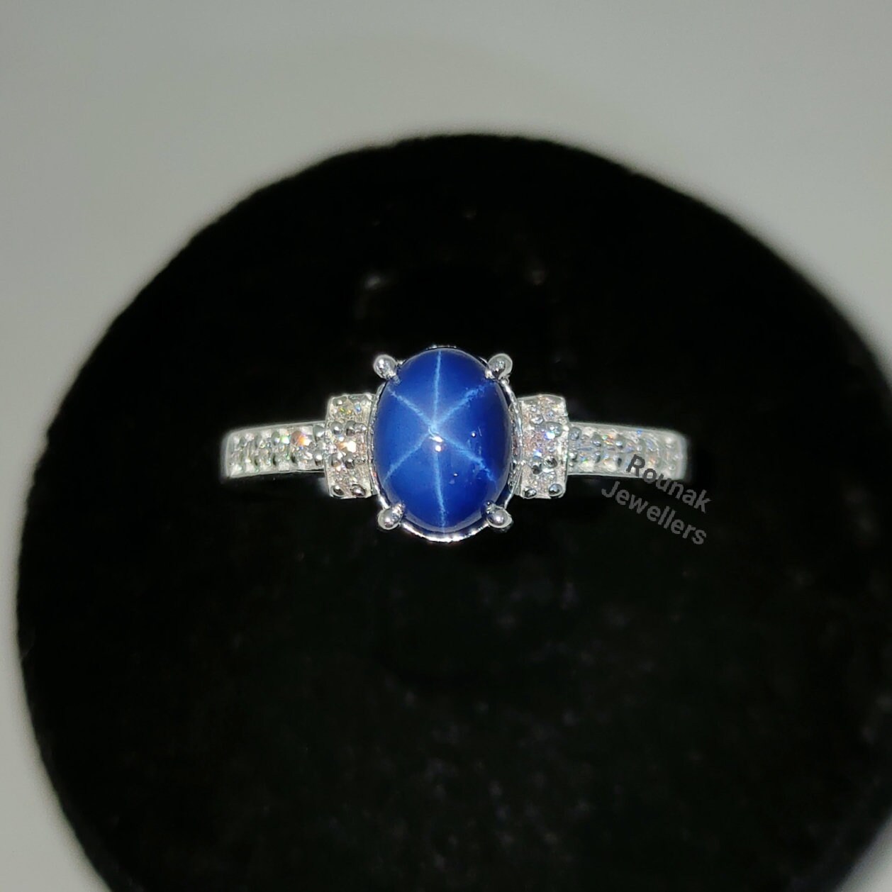 ヴィンテージ ブルー スター サファイア リング：925 スターリング