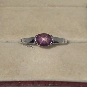 Genuine Star Ruby Ring, Stackable Ring, 925 Sterling Silver, Star Ruby Ring, Minimalist Ring, Star Gemstone Ring, Birthstone Ring, Mom Gift image 7