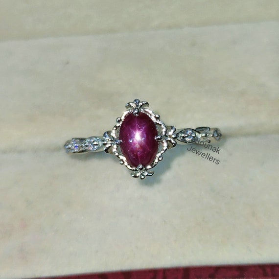 Natural Star Ruby Ring Cubic Zirconia Rings Handmade Rings 925