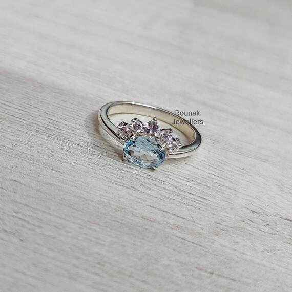 Dainty aquamarine cheap ring