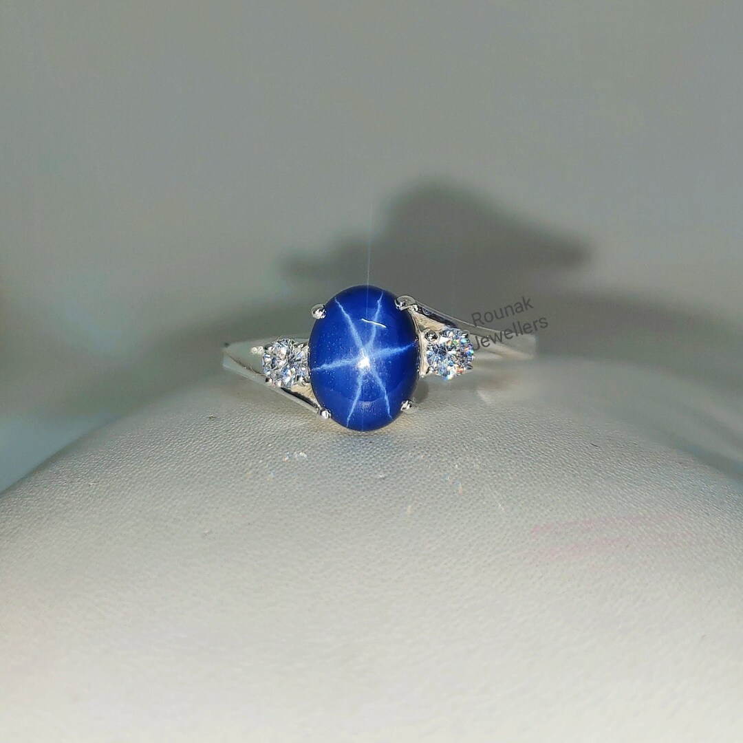 Mens Unique, Custom, Heavy Round Blue Star Sapphire Ring | Doug Peterson  Jewelers