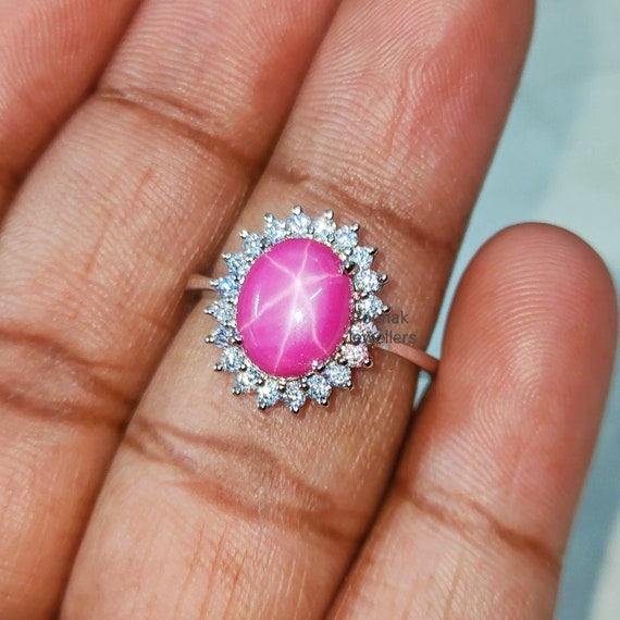 Modern Pink Star Sapphire Ring