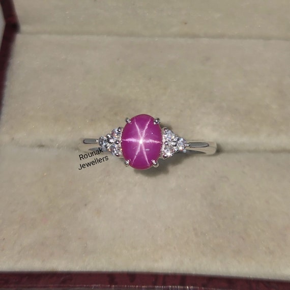 【送料無料/新品】 Vintage Pink Star Sapphire Ring, Oval Pink Star Ring, 925 帽子