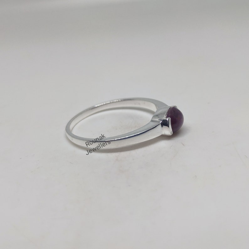 Genuine Star Ruby Ring, Stackable Ring, 925 Sterling Silver, Star Ruby Ring, Minimalist Ring, Star Gemstone Ring, Birthstone Ring, Mom Gift image 5