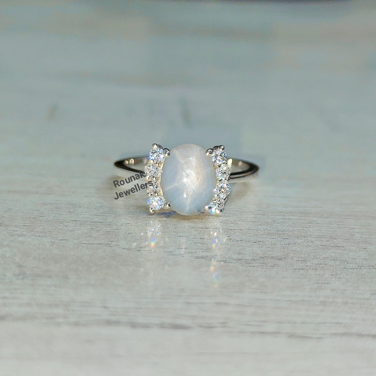 Dainty Star Sapphire Engagement Ring 925 Sterling Silver Etsy