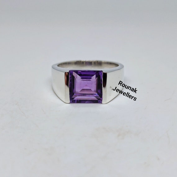 Anello Con Ametista Viola Naturale, Anello Con Pietra Ametista, Anello In Argento Sterling 925, Anello Con Pietra Viola, Gioielli Con Ametista, Anello Con Pietra Preziosa Viola - Italia