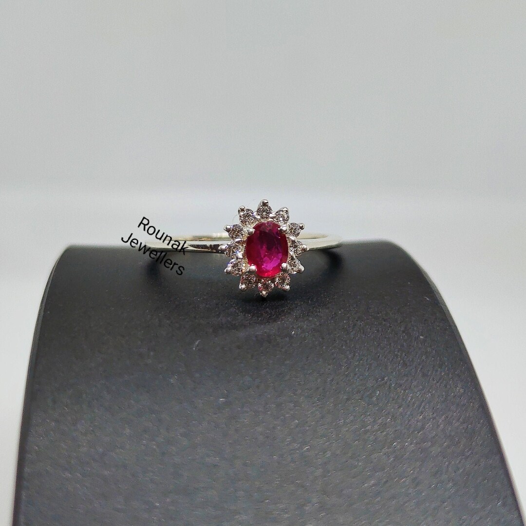 natural ruby silver ring, dainty ruby ring, stackable... Dainty Natural Ruby Ring: Art Deco Sterling Silver CZ - Etsy