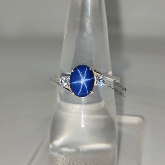 Natural Blue Star Sapphire Ring in 925 Sterling Silver *Video* – Sea Green  Mermaid