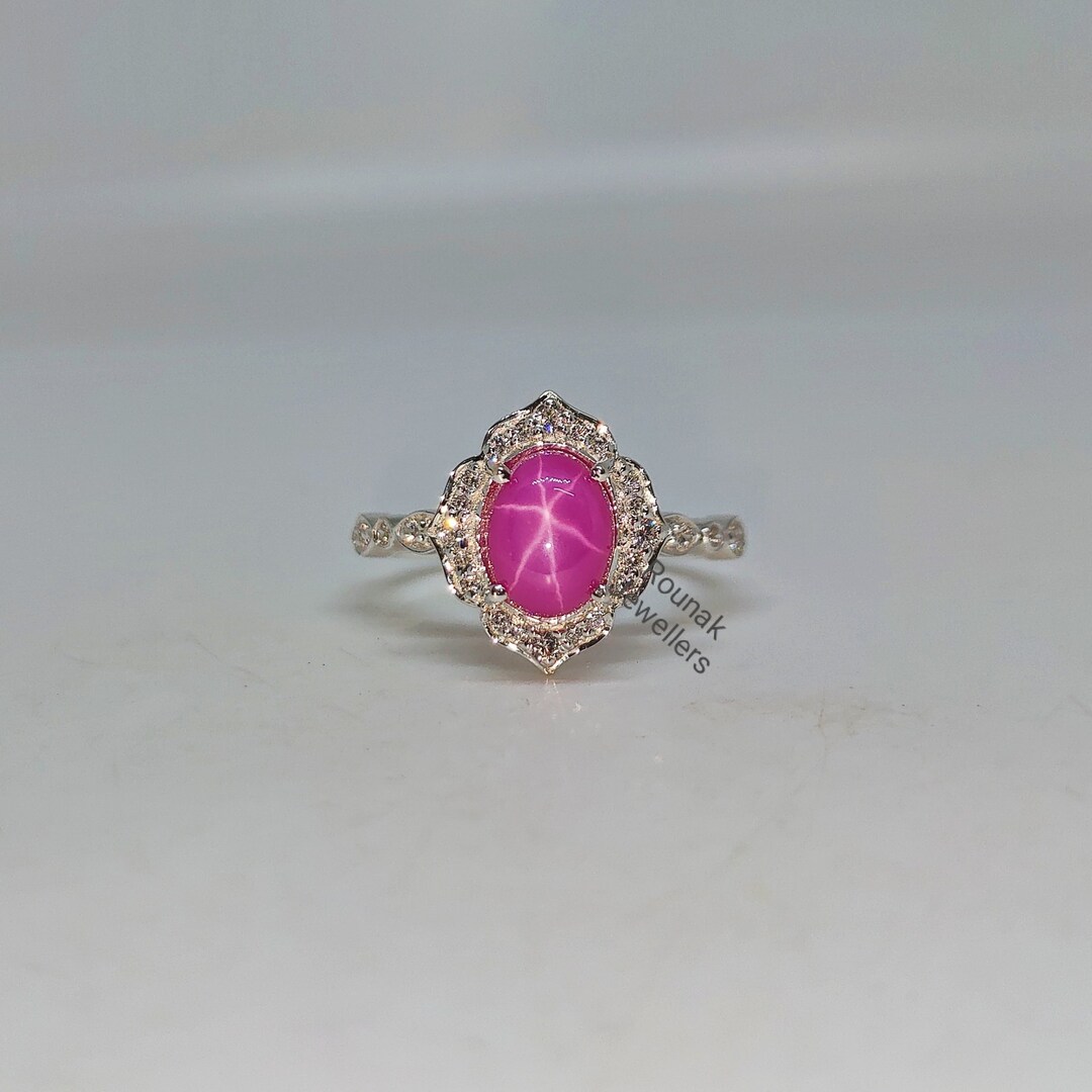 Pink Star Sapphire Ring, Promise Ring, 925 Sterling Silver, Lindy Star ...