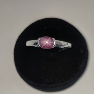 Genuine Star Ruby Ring, Stackable Ring, 925 Sterling Silver, Star Ruby Ring, Minimalist Ring, Star Gemstone Ring, Birthstone Ring, Mom Gift image 3