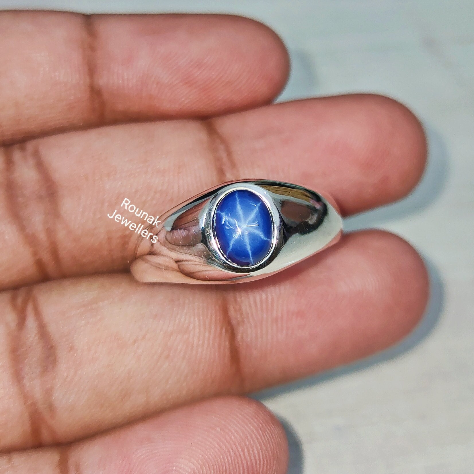 Buy Genuine Star Sapphire Ring 14k White Gold Ring Natural Blue Sapphire  Ring September Birthstone Ring Gift for Her Propose Ring Gift for Own  Online in India - Etsy