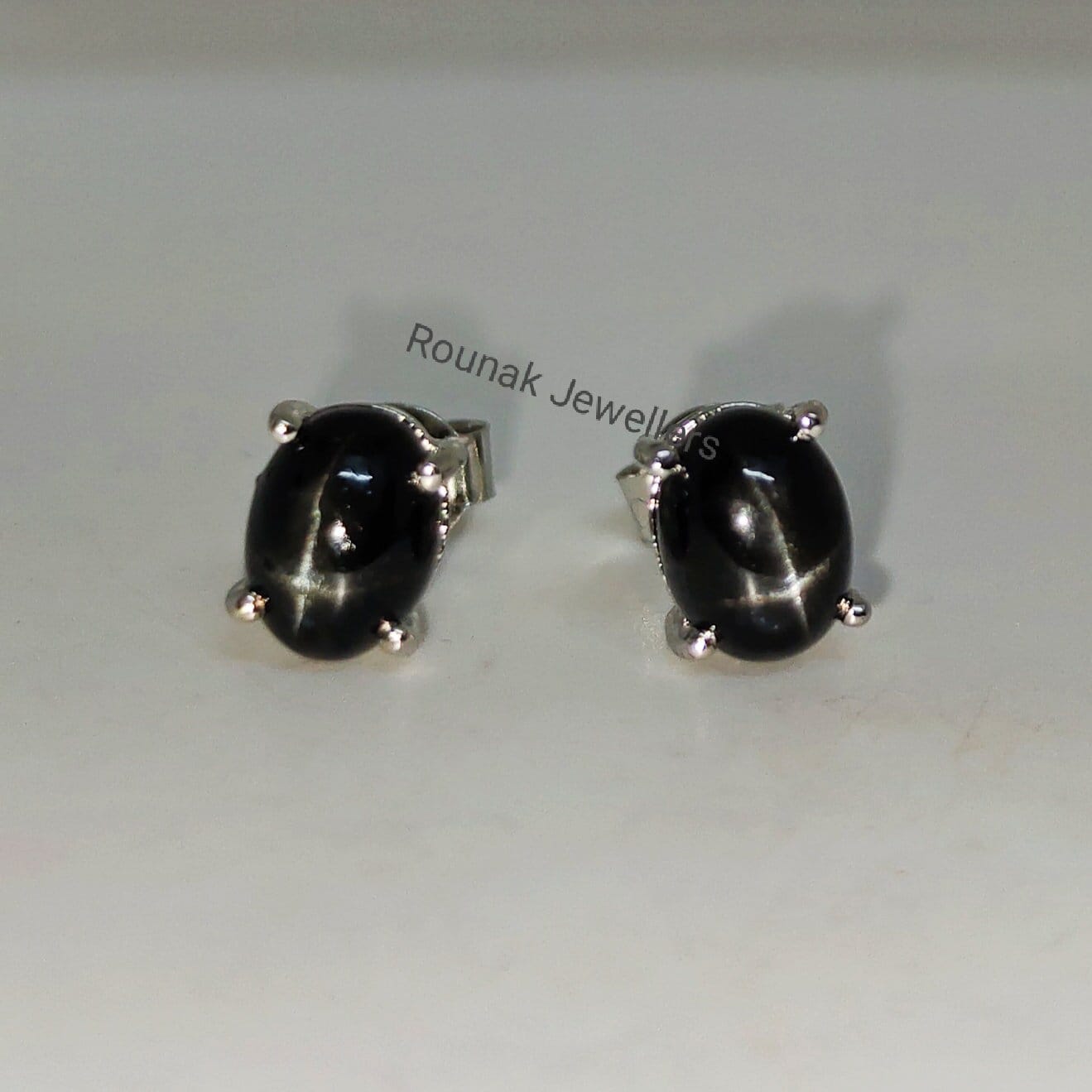 Wholesale 925 Silver Black Sapphire Oval Shape Stud Earring | Safasilver