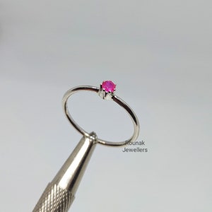 Natural Ruby Ring, Handmade Simple Ring Women, 925 Sterling Silver, Stacking Ruby Ring, Birthstone Ring, Minimalist Ring, Gift For Her.