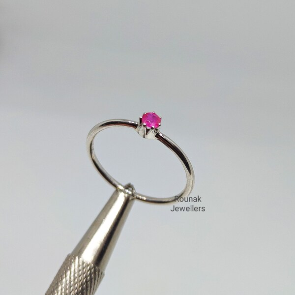 Natural Ruby Ring: Handmade 925 Sterling Silver Minimalist Band