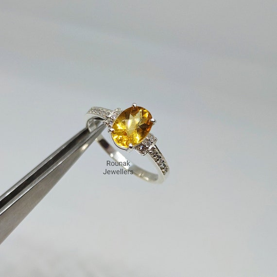 Dainty Citrine Ring Minimalist Ring Stacking Ring 925 Sterling
