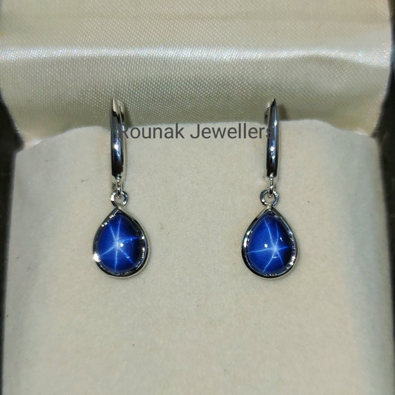QIAMNI Orecchini Da Donna In Argento 925 Con Inserto Esagonale Blu – Design Moderno E Raffinato