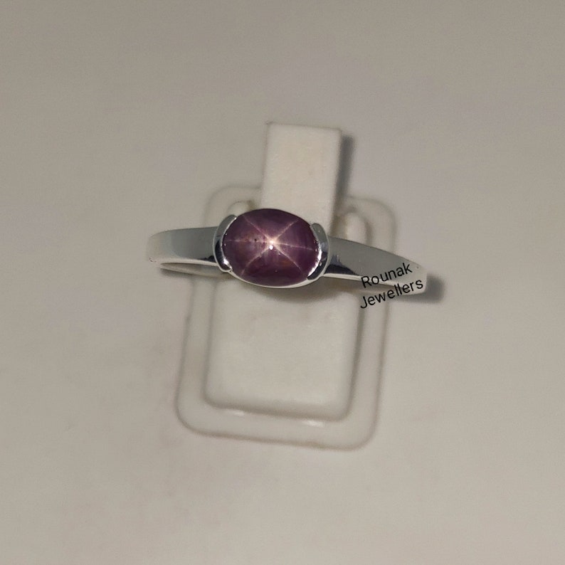 Genuine Star Ruby Ring, Stackable Ring, 925 Sterling Silver, Star Ruby Ring, Minimalist Ring, Star Gemstone Ring, Birthstone Ring, Mom Gift image 4