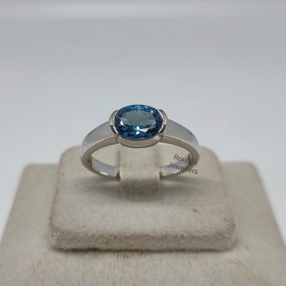 Bague En Saphir Blanc Réglable 52 à 59 - Argent 925 - Zircons Baguette - Made In France