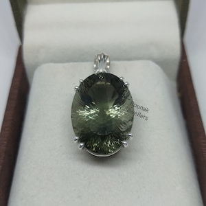 Green Amethyst Pendant, Natural Gemstone Pendant, 925 Silver Pendent, Oval Prasiolite Pendant, Green Amethyst Necklace, Anniversary Gifts.