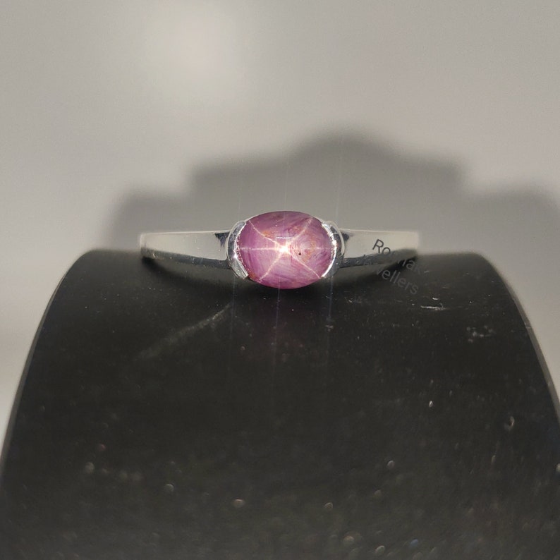 Genuine Star Ruby Ring, Stackable Ring, 925 Sterling Silver, Star Ruby Ring, Minimalist Ring, Star Gemstone Ring, Birthstone Ring, Mom Gift image 6