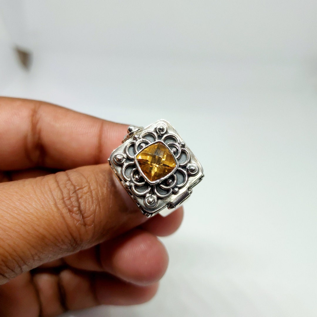 Bague Créateur Imposante En Argent 925 Avec Topaze - Style Klimt - Pièce Rare