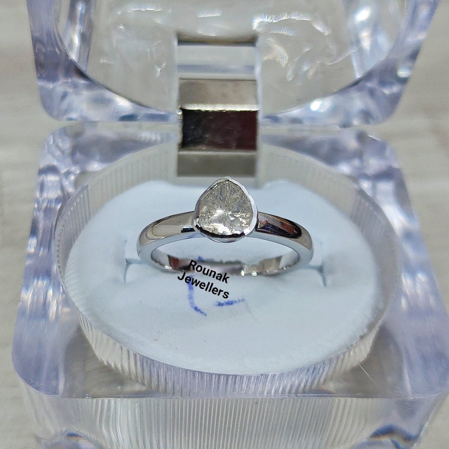 Natural Diamond Polki Solitaire Ring, Handmade Ring, Uncut Slice Polki Diamond Ring, Statement Ring, Wedding Ring, Gift For Women.