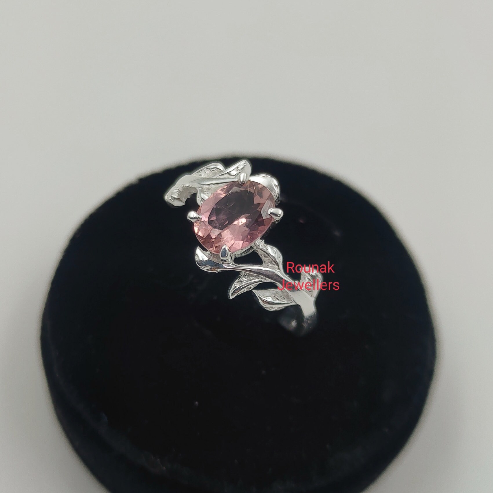 Boutons De Manchette Argent 925 Tourmaline Rose - Neuf Sans Emballage