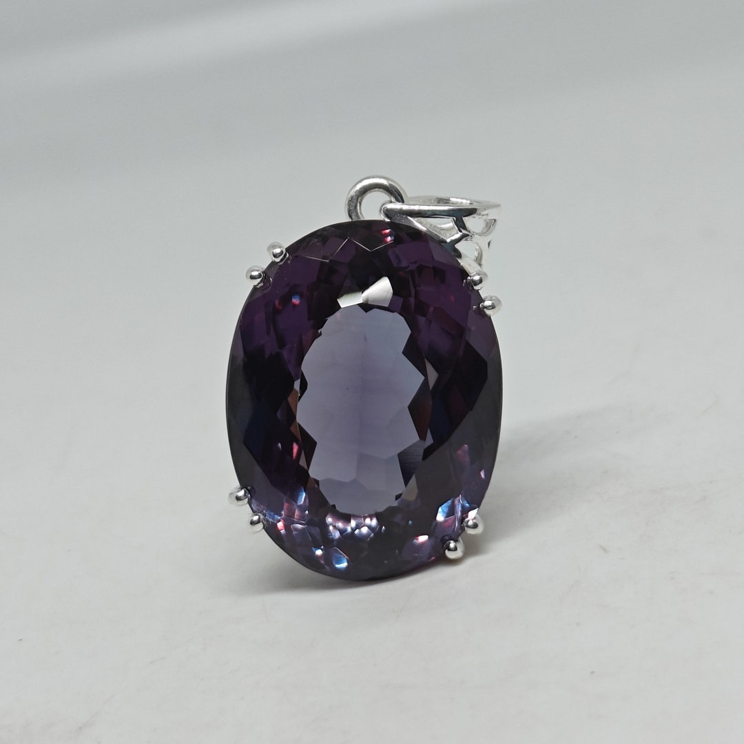 Pendentif Alexandrite 5ct Ovale - Argent 925 - Pierre Lab Violette - Neuf