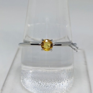 Natürlicher Gelber Saphir Ring, Handgemachter Schmuck Ring, 925 Silber Ring, Runder Gelber Saphir Ring, Einfacher Saphir Ring, Absteckring