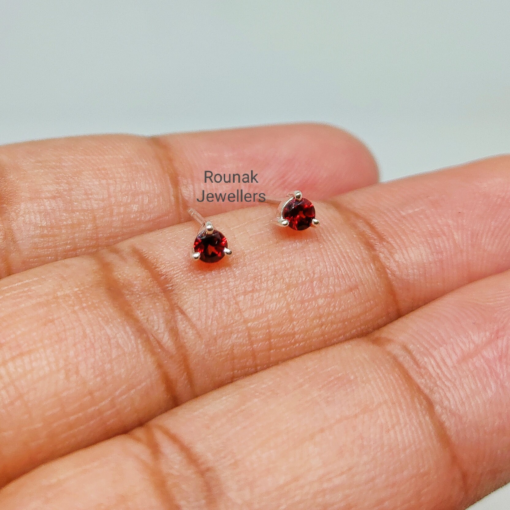 Red Garnet Stud Earrings Garnet Earrings Stud Earrings Sterling