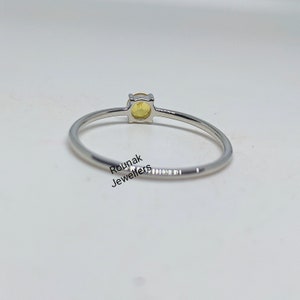 Natural Yellow Sapphire Ring, Handmade Jewelry Ring, 925 Silver Ring, Round Yellow Sapphire Ring, Simple Sapphire Ring, Dainty Staking Ring image 6