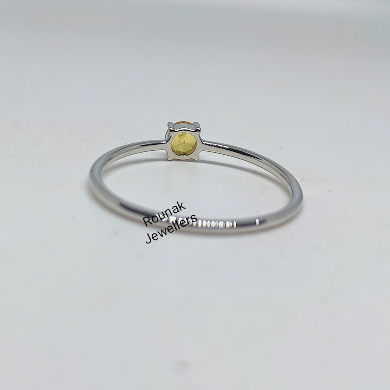 Natural Yellow Sapphire Ring, Handmade Jewelry Ring, 925 Silver Ring, Round Yellow Sapphire Ring, Simple Sapphire Ring, Dainty Staking Ring image 6