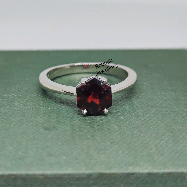 Dainty Garnet Ring, Minimalist Ring, Promise Ring, 925 Sterling Silver, Natural Garnet Ring, Birthstone Ring, Solitaire Ring, Gift For Her image 7