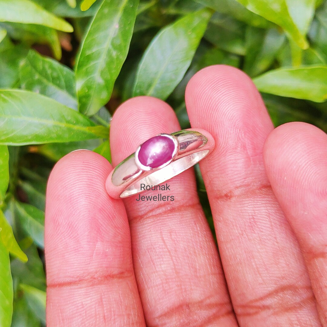 Dainty Star Ruby Silver Ring, Handmade Jewelry Ring