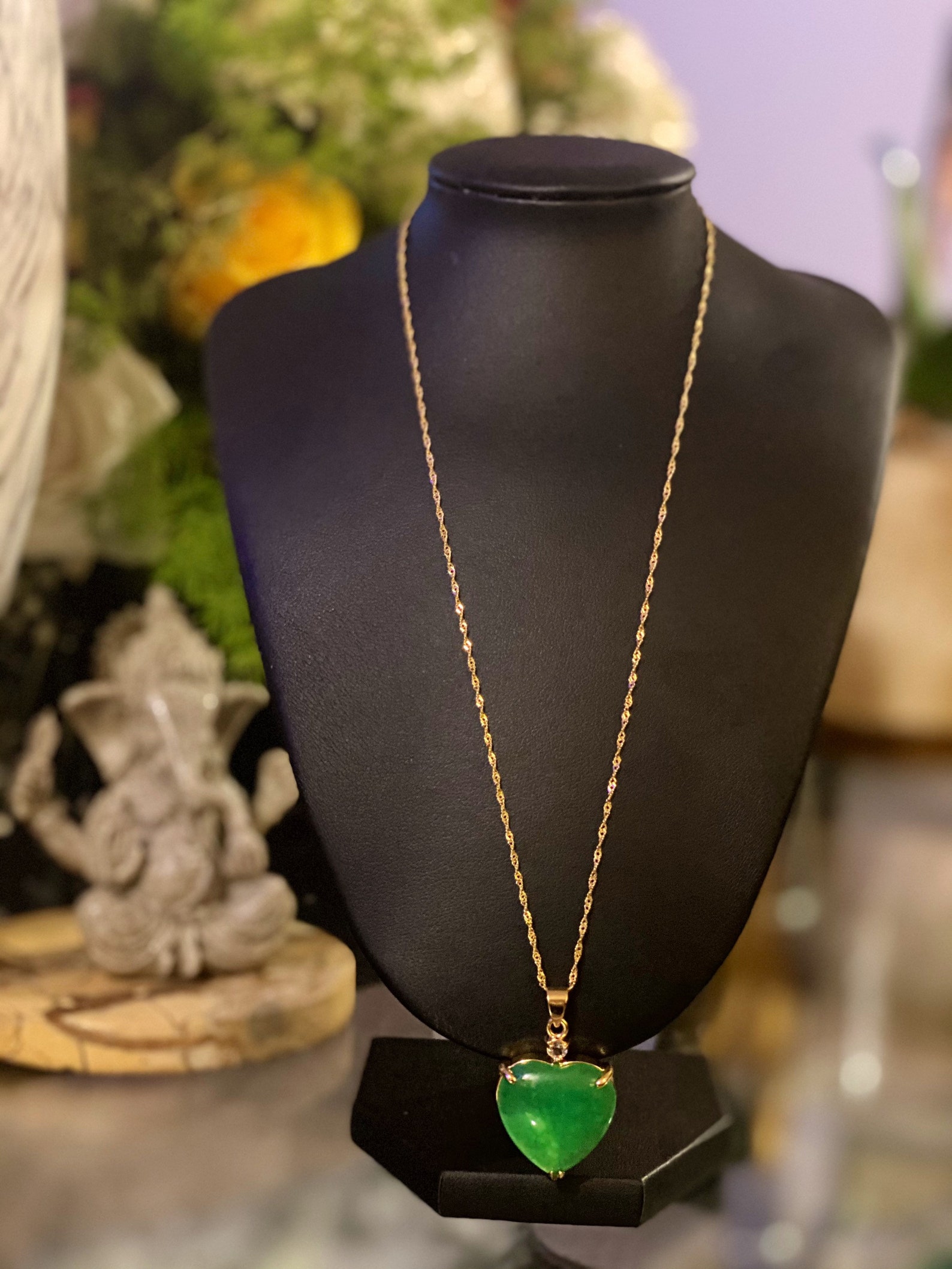 Green Jade Heart Necklace | Etsy