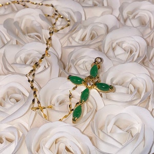Green Jade Cross Necklace