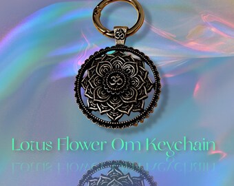 Yoga Om Lotusblume Schlüsselanhänger Aus Silber – Spirituelles Accessoire Für Schlüsselbund Oder Geschenk